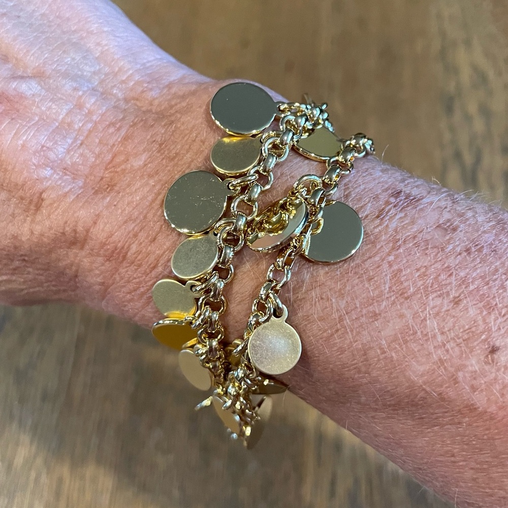 J Crew Double Strand Disc Gold Bracelet